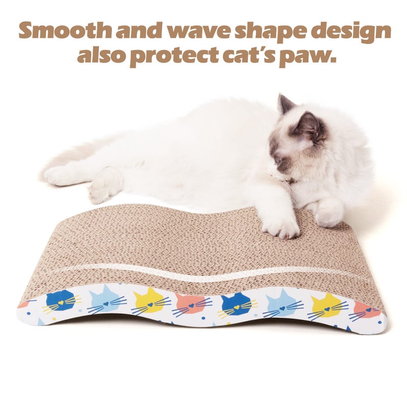 Pet Prime 3PCS Cat Scratcher Cardboard Board 3 Pack Cat Recycle Corrugated Scratching Pad Cat Scratching Lounge Sofa Bed Wave Shape Cat Scratch Pad with Catnip (3PCS) - Image 4